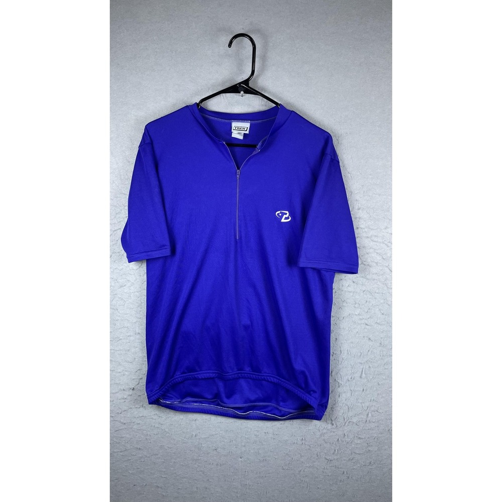 Trek‎ Cycling Jersey Mens Medium Blue 1/4 Zip Short Sleeve Road Bike Top